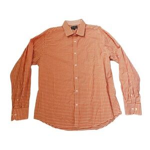 American Icon Men's XL Orange Gingham Check Long Sleeve Button-Up Shirt preppy